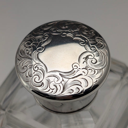 1867年 英国アンティーク 純銀蓋 ガラスボトル3個セット James Vickery