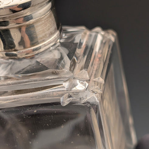 1867年 英国アンティーク 純銀蓋 ガラスボトル3個セット James Vickery