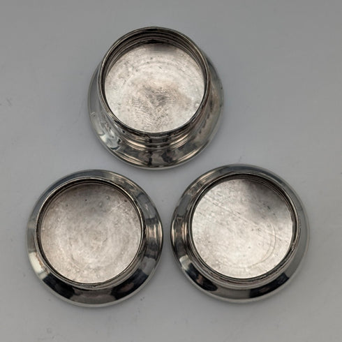 1867年 英国アンティーク 純銀蓋 ガラスボトル3個セット James Vickery