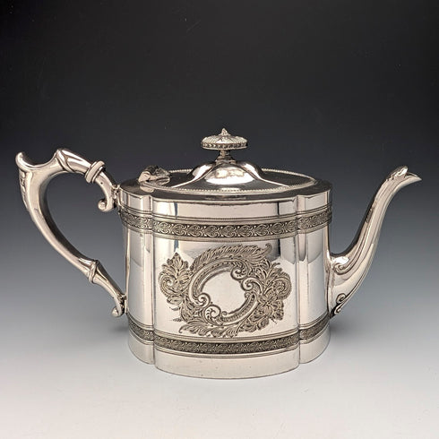 1900年頃 英国アンティーク シルバープレート製 ドラム型ティーポット James Dixon&Son