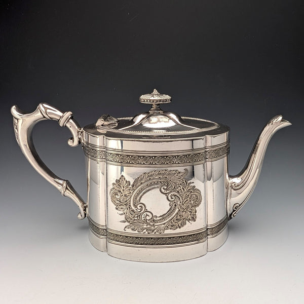 約 1900 年英國古董鍍銀鼓形茶壺 James Dixon&Son