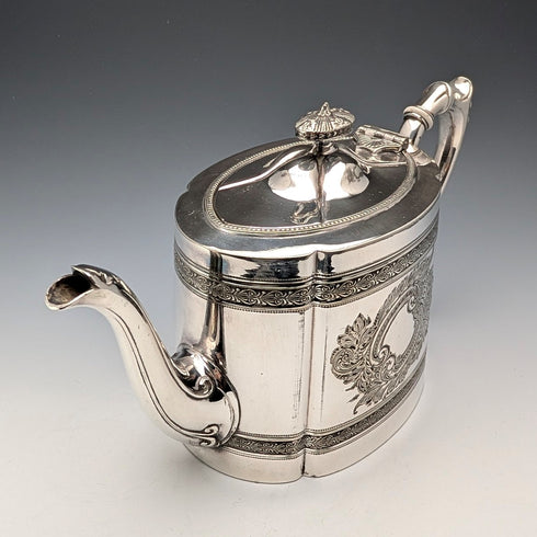 1900年頃 英国アンティーク シルバープレート製 ドラム型ティーポット James Dixon&Son