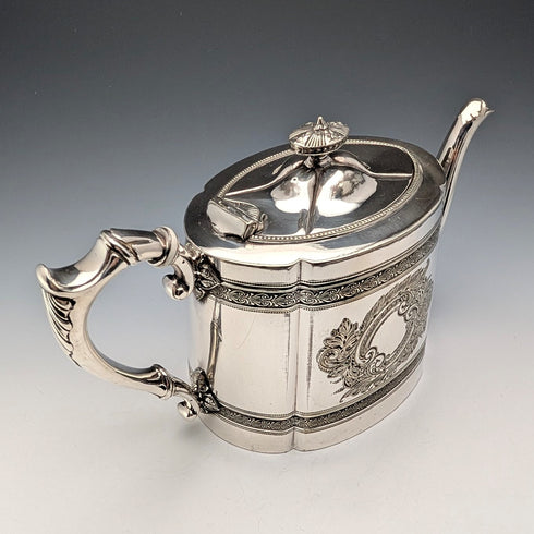 1900年頃 英国アンティーク シルバープレート製 ドラム型ティーポット James Dixon&Son