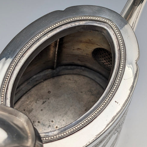 1900年頃 英国アンティーク シルバープレート製 ドラム型ティーポット James Dixon&Son