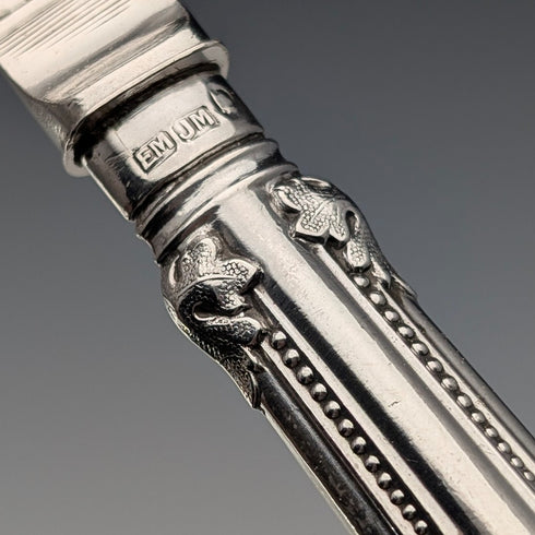 1869 British Antique All Pure Silver Fish Cutlery Set, 12 Pairs, Total Weight 1161g, Mappin Brothers