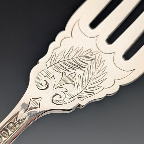 1869 British Antique All Pure Silver Fish Cutlery Set, 12 Pairs, Total Weight 1161g, Mappin Brothers