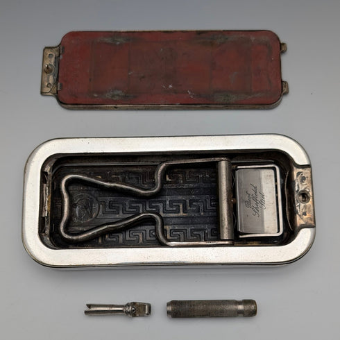 Circa 1927 British Vintage Silver Plated Razor Kit with Case Rolls Razor