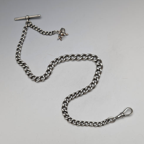 約 1900 年英國古董純銀阿爾伯特鏈 42 克純銀獅子 Passant 鑰匙扣