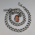 Circa 1900 British antique sterling silver Albert chain 40g sterling silver & amber fob