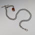 Circa 1900 British antique sterling silver Albert chain 40g sterling silver & amber fob