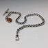Circa 1900 British antique sterling silver Albert chain 40g sterling silver & amber fob