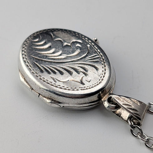 復古純銀橢圓形盒式吊墜 2.7 克帶項鍊