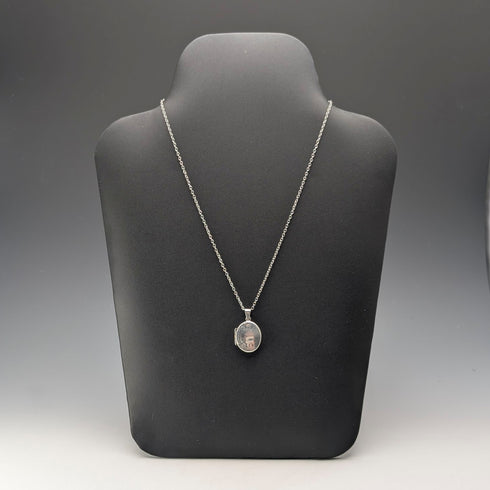 復古純銀橢圓形盒式吊墜 3.9 克帶項鍊