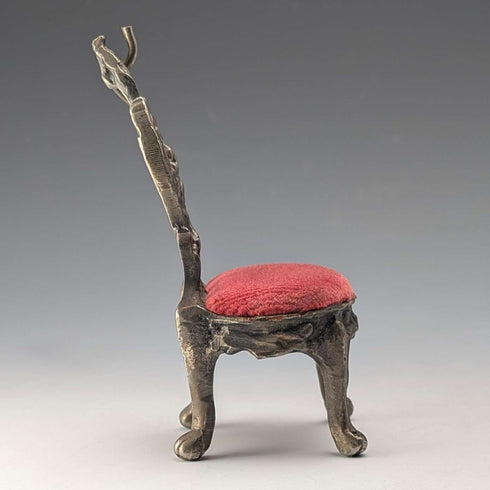 1920s Brass Chair Pocket Watch Holder Red Seat