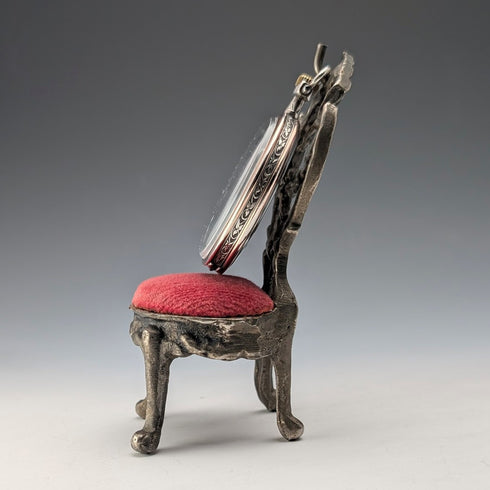 1920年代 真鍮製 椅子型 懐中時計ホルダー レッドシート