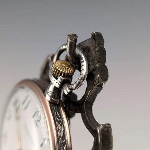 1920s Brass Chair Pocket Watch Holder Red Seat