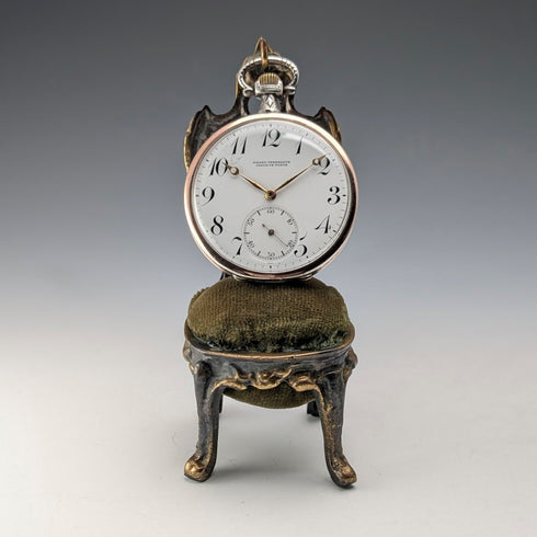 1920年代 真鍮製 椅子型 懐中時計ホルダー カーキシート