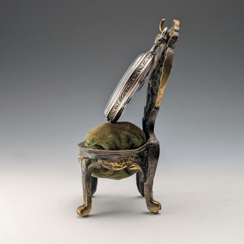 1920年代 真鍮製 椅子型 懐中時計ホルダー カーキシート