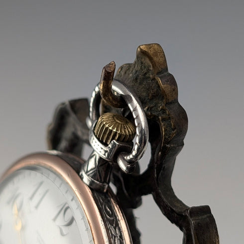 1920s Brass Chair-Shaped Pocket Watch Holder with Khaki Seat