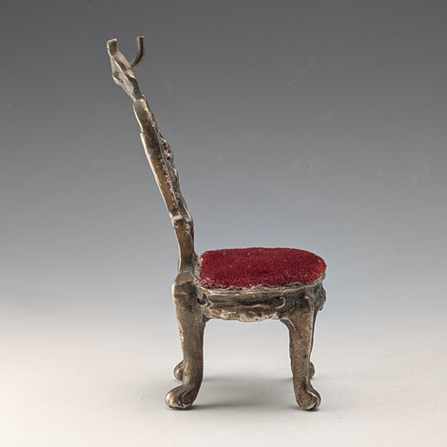 1920年代 真鍮製 椅子型 懐中時計ホルダー ダークレッドシート