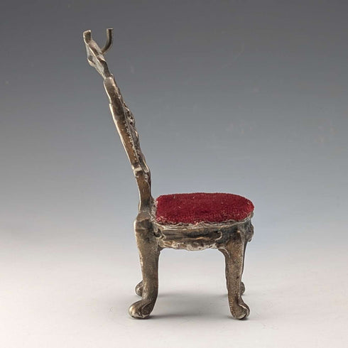1920's Brass Chair Pocket Watch Holder Dark Red Seat