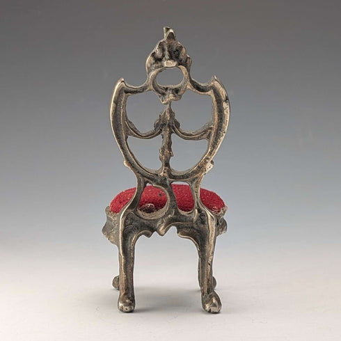 1920's Brass Chair Pocket Watch Holder Dark Red Seat