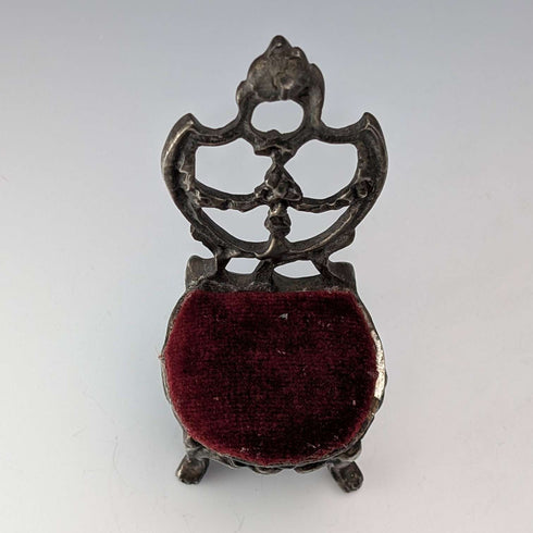 1920's Brass Chair Pocket Watch Holder Dark Red Seat