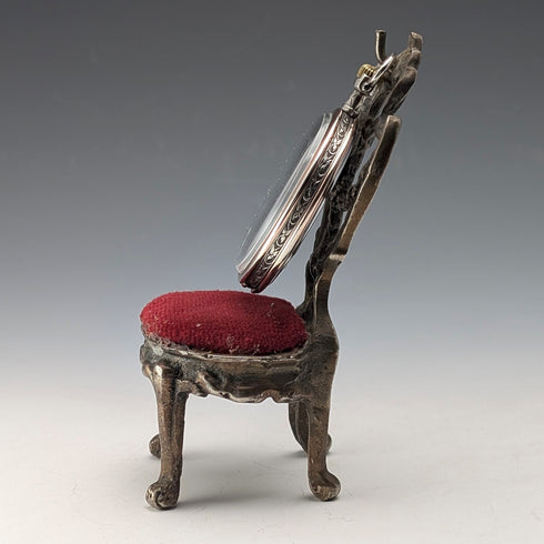 1920年代 真鍮製 椅子型 懐中時計ホルダー ダークレッドシート