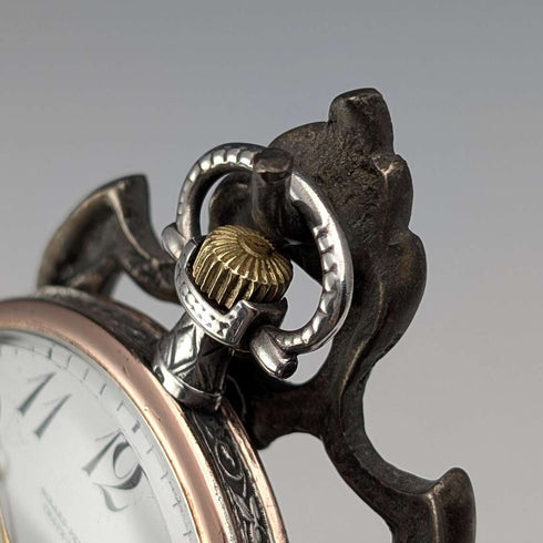 1920's Brass Chair Pocket Watch Holder Dark Red Seat