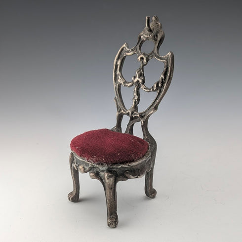 1920年代 真鍮製 椅子型 懐中時計ホルダー ダークレッドシート