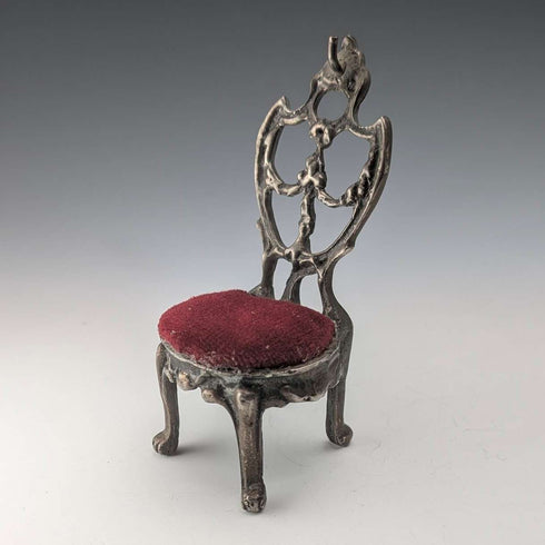 1920's Brass Chair Pocket Watch Holder Dark Red Seat