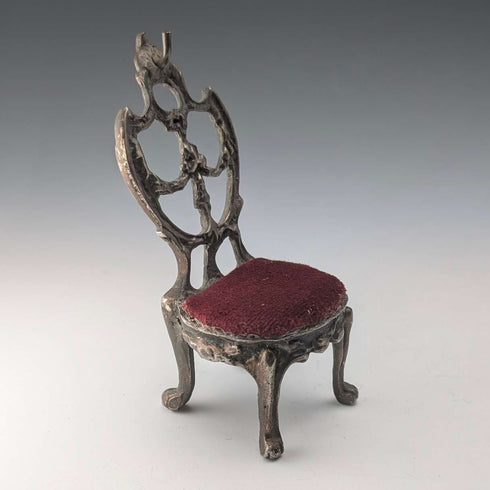 1920's Brass Chair Pocket Watch Holder Dark Red Seat