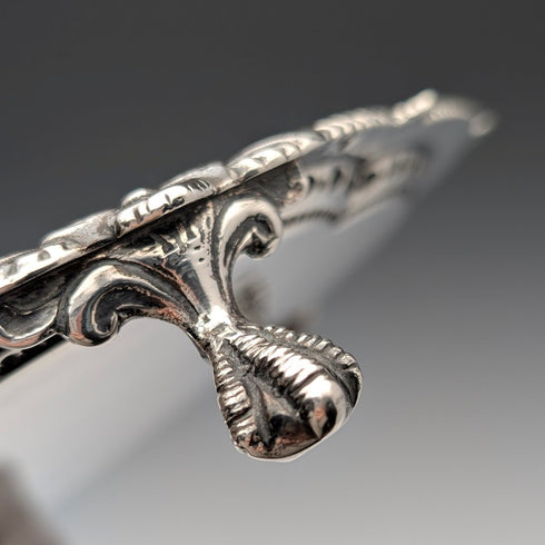 1893年 英国アンティーク 純銀製サルヴァ カードトレイ直径23cm 413g Charles Boyton