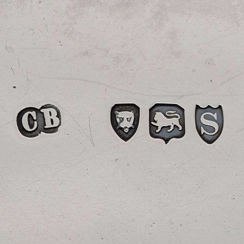 1893年 英国アンティーク 純銀製サルヴァ カードトレイ直径23cm 413g Charles Boyton