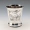 French vintage bird decoration silver plate beaker cup