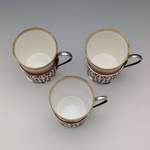 1929 年英國復古純銀杯托瓷杯 3 件套 Walker&Hall,AYNSLEY