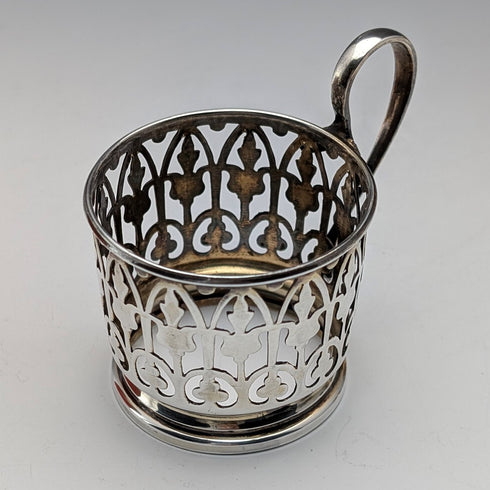 1929年 英国ヴィンテージ 純銀ホルダ ポーセリンカップ 3個セット Walker&Hall、AYNSLEY