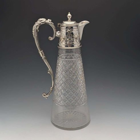 Antique British cut glass and silver plate water jug