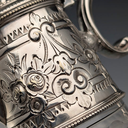 英国アンティーク カットガラス&シルバープレート製 ウォータージャグ