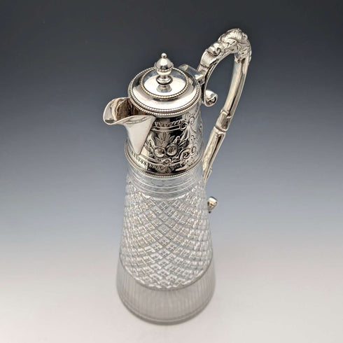 Antique British cut glass and silver plate water jug