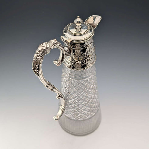 Antique British cut glass and silver plate water jug