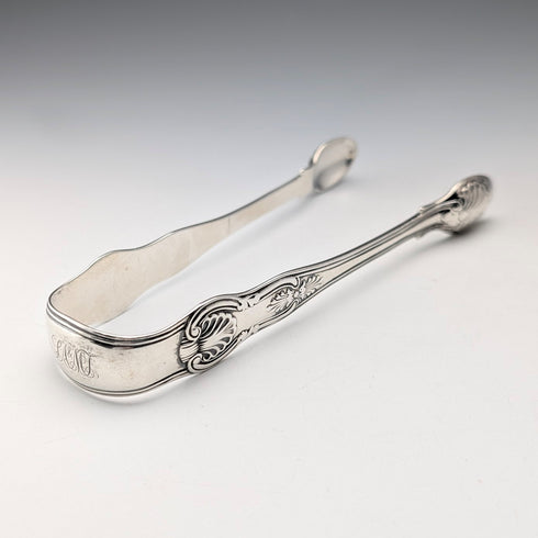 1844 British antique sterling silver sugar tongs 60g Chawner & Co.