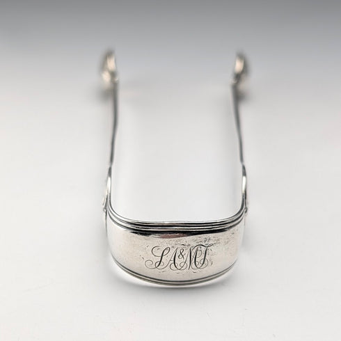 1844 British antique sterling silver sugar tongs 60g Chawner & Co.