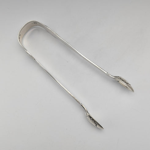 1844 British antique sterling silver sugar tongs 60g Chawner & Co.