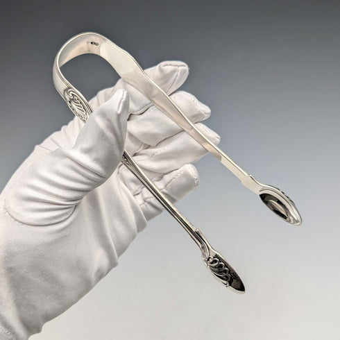 1844 British antique sterling silver sugar tongs 60g Chawner & Co.