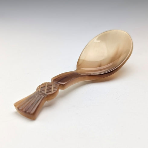 英国アンティーク ホーン製 アザミ装飾 ティーキャディースプーン