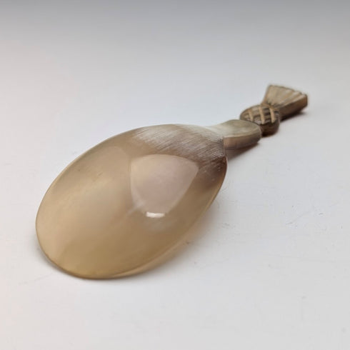 英国アンティーク ホーン製 アザミ装飾 ティーキャディースプーン