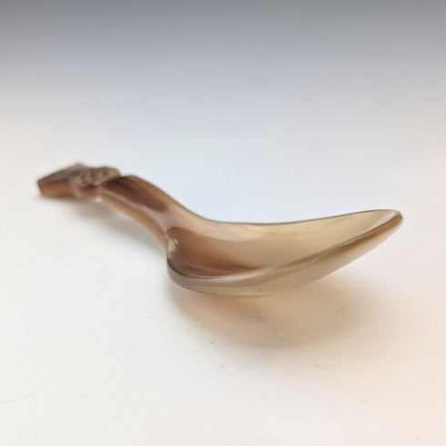 英国アンティーク ホーン製 アザミ装飾 ティーキャディースプーン