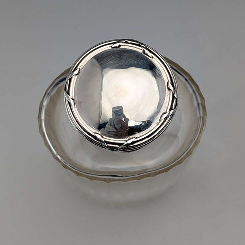 French antique pure silver lid glass perfume bottle