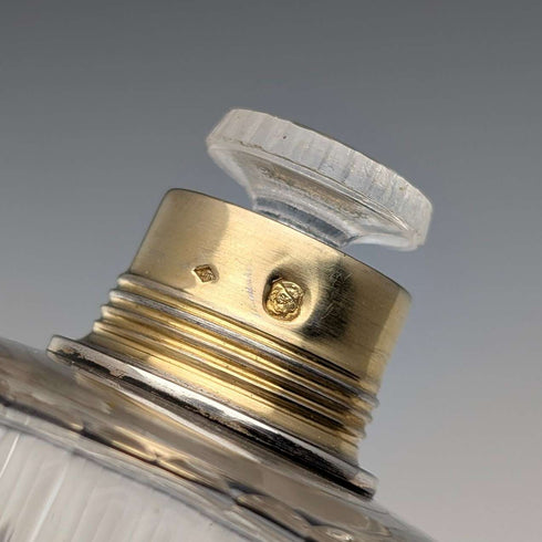 French antique pure silver lid glass perfume bottle